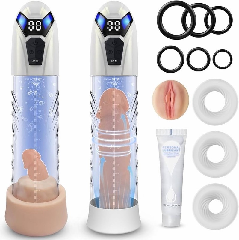 Male Penis Pump Adult Sex Toys for Men Automatic Enlargers & Extend L, White