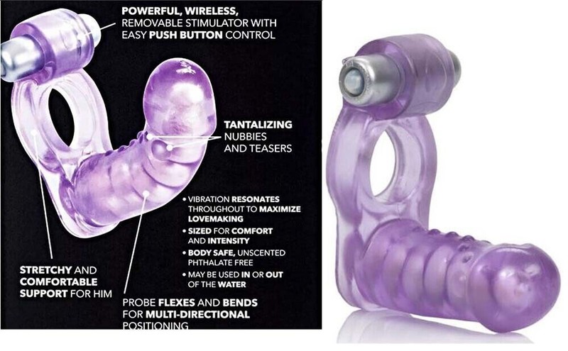 Cal Exotics Double Diver Vibrating Cock Ring Purple - DP Anal Butt Plug Sex Toy gallery