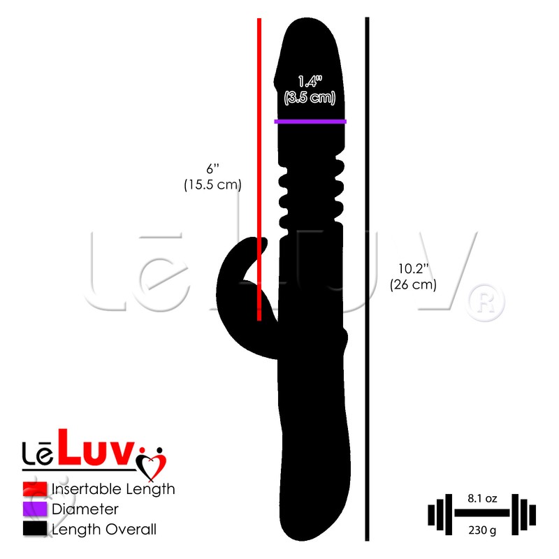 LeLuv Rechargable Rabbit Vibrator Thrusting and Rotating Smooth Purple Silicone gallery