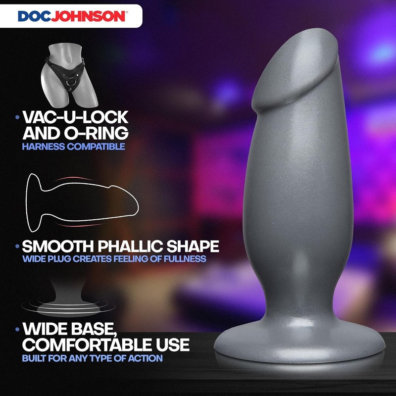 Doc Johnson American Bombshell - Fat Man - Dildo or Butt Plug - Gunmetal Grey gallery