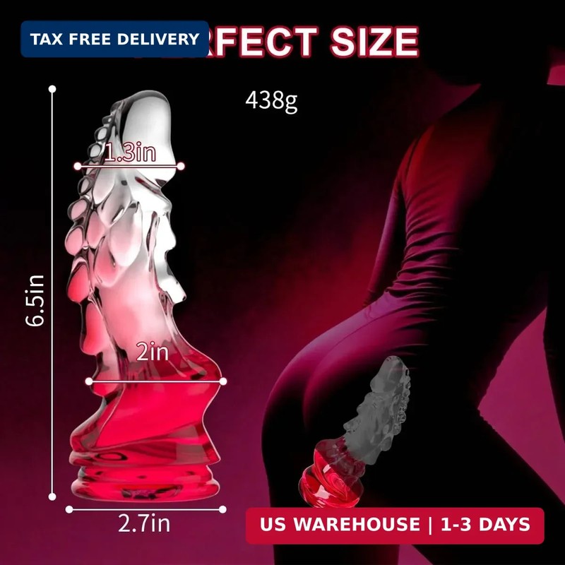 Dragon Dildo, 6.7'' Monster Dildo with Strong Suction Cup, Jelly Clear-Red Gradi gallery
