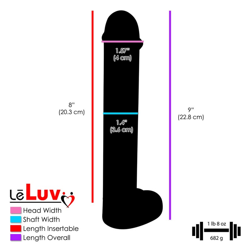 LeLuv Glass Large Stylized Realistic Clear Standing Cock & Balls Dildo gallery