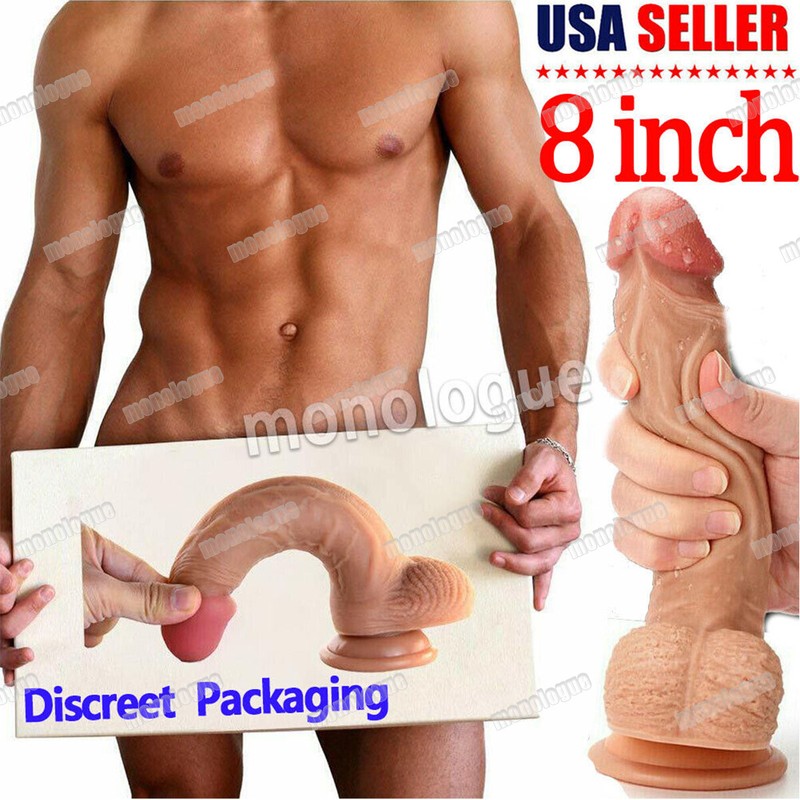 Ultra Realistic 8&Prime; Dong FREE LUBE INCLUDED Water Based lubricant Sex Men Women