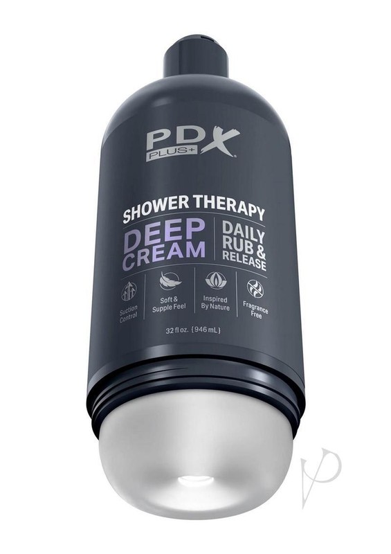 PDX Plus Shower Therapy Deep Cream Discreet Stroker - Frosted gallery