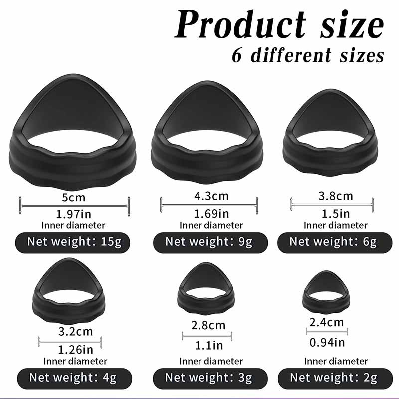 6PCS Cockring Set Silicone Erection Penis Ball Rings Adjustable Sex Toy For Men