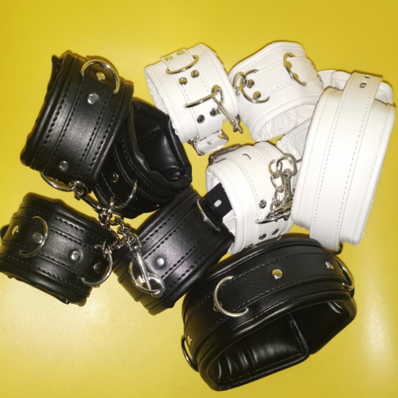 PU Leather Handcuffs&Ankle Cuffs&Collar Restraint Kit Set Bondage BDSM Sex Toy gallery
