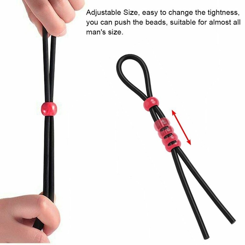 Set of 3 Male Enhancer Stretchy Adjustable Silicone Lasso Penis Cock Ring SML US gallery