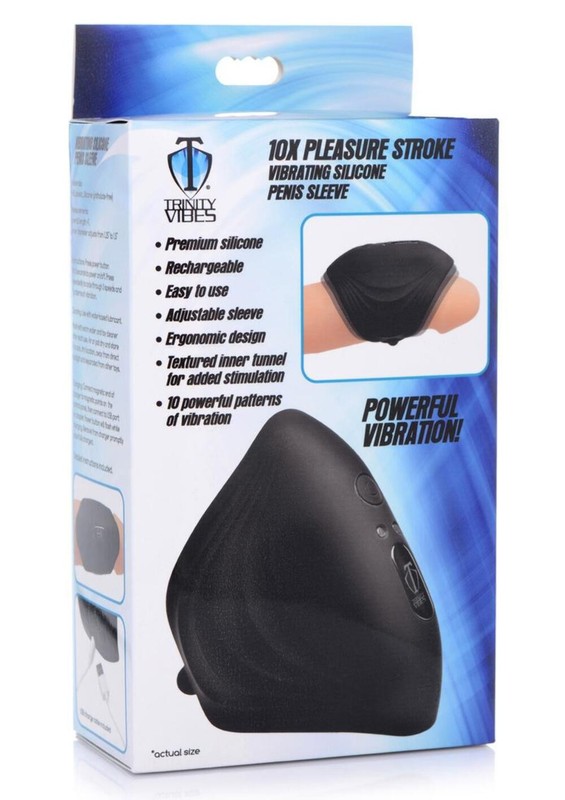 Trinity Vibes 10X Pleasure Stroke Vibrating Silicone Penis Sleeve gallery