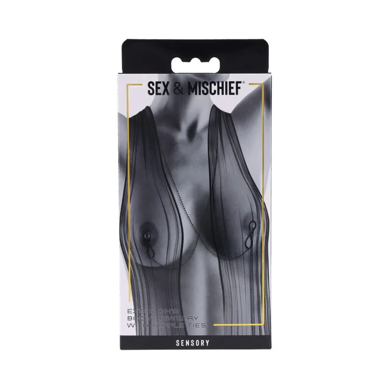 Sportsheets Sex & Mischief Ex&rsquo;s & Oh&rsquo;s Body Jewelry with Nipple Ties