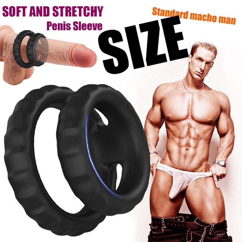 Silicone Dual Cock Ring Penis Longer Harder Stronger Enlarger Ring Men Sex Toys