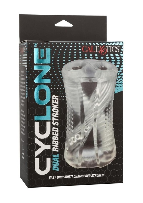 Cal Exotics Cyclone Dual Ribbed Stroker Clear – Masturbation Stroker Sleeve