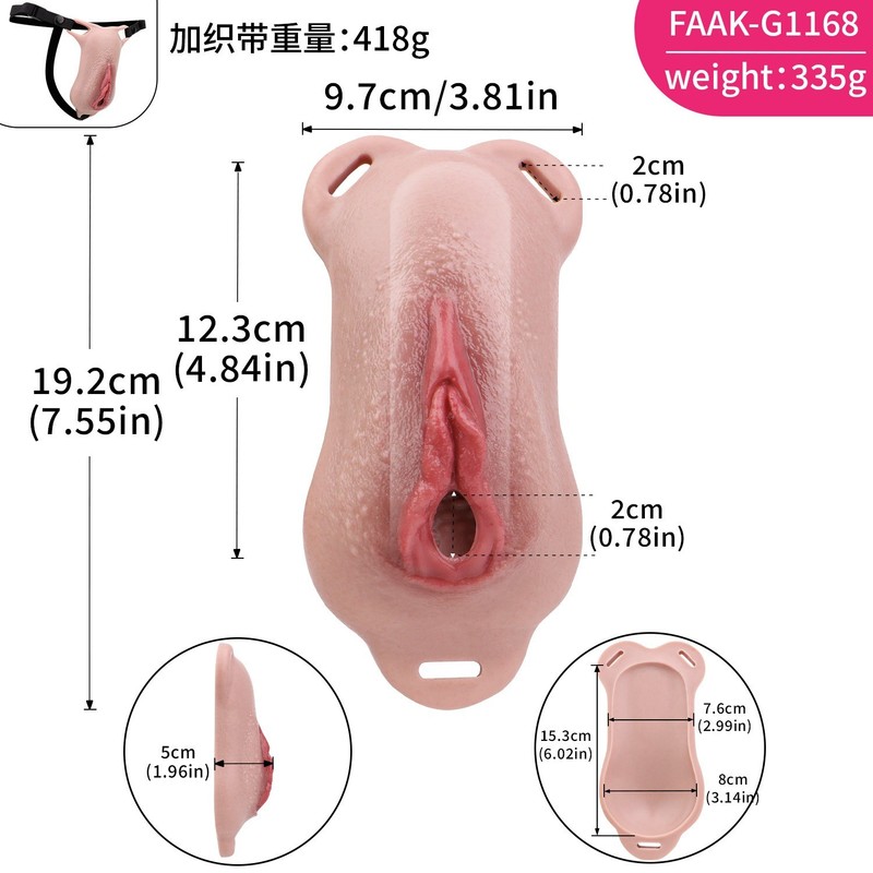 Soft Fake Vagina Chastity Device Pussy Cage Strapon Hiding Gaff for Crossdresser