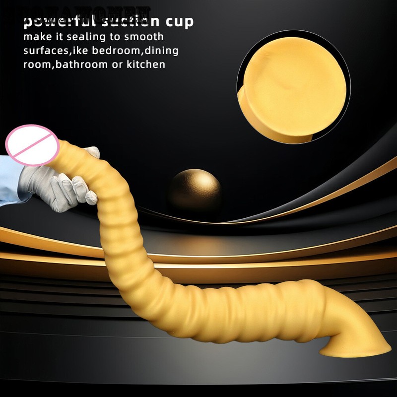 72*10cm Gold Silicone Extra Long Masturbator Dildo Butt Plug Anal Dilator Toys gallery