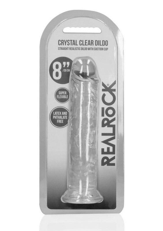 RealRock Skin Realistic Striaght Dildo without Balls 8in – Clear