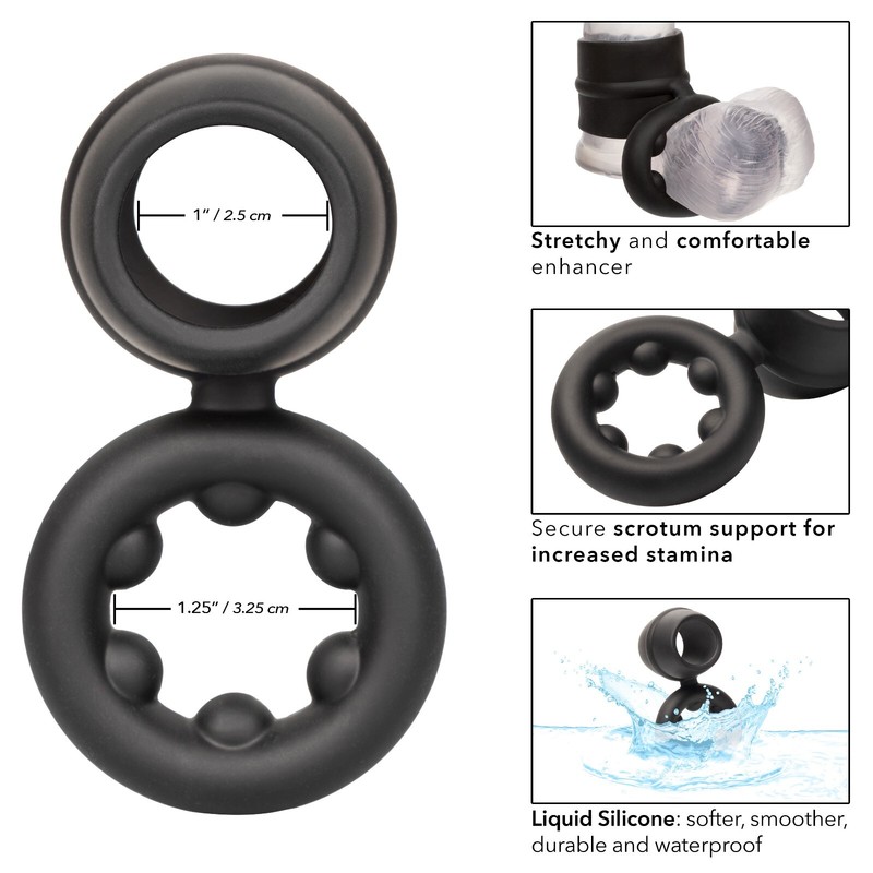 CalExotics Alpha Liquid Silicone Dual Support Magnum Cock Ring Black gallery