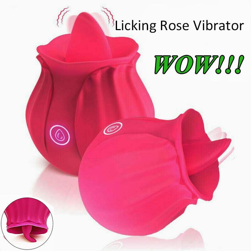 Rose Vibrator Nipple Clit Licking G-spot Vagina Sex Toy for Women Massager Gift