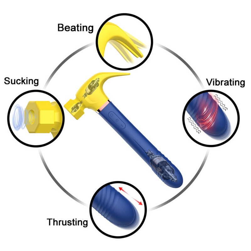 Hammer Vibrator Clit Sucking G-Spot Telescopic Dildo Massager Women Sex Machine gallery