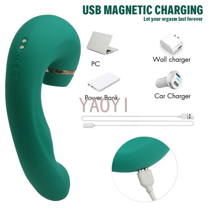 Sucking-Vibrator-Clit-Sucker-Dildo-Vibe-G-spot-Massager-Sex-Toy for-Women Green gallery