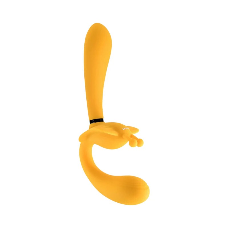 Evolved Novelties The Monarch Triple Shaft Strapless Strap-On Vibrator - Yellow gallery