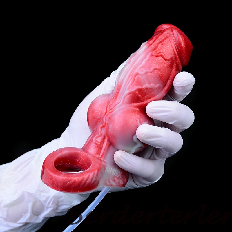 Fantasy Squirting Penis Sleeve Delay Ejaculation Rings Dick Enlargement Sex Toys gallery
