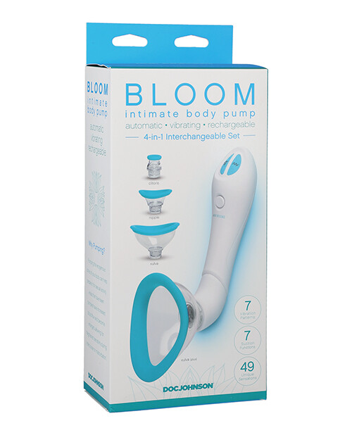 BLOOM INTIMATE BODY AUTOMATIC VIBRATING RECHARGEABLE PUMP INTERCHANGEABLE HEADS gallery