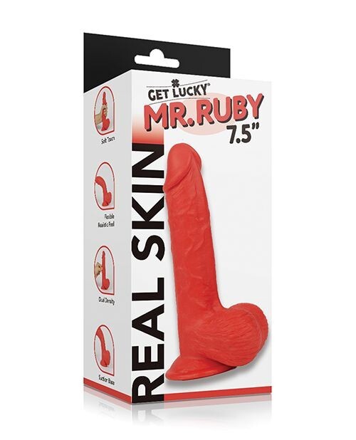 GET LUCKY MR RUBY 7.5 INCH REAL SKIN SERIES DILDO REALISTIC FEEL DONG