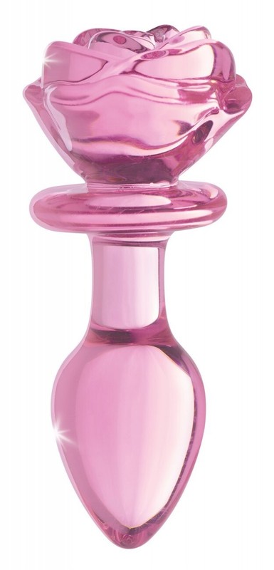 Pink Rose Borosilicate Glass Anal Plug Medium Booty Sparks Ass Butt Play US SHIP gallery