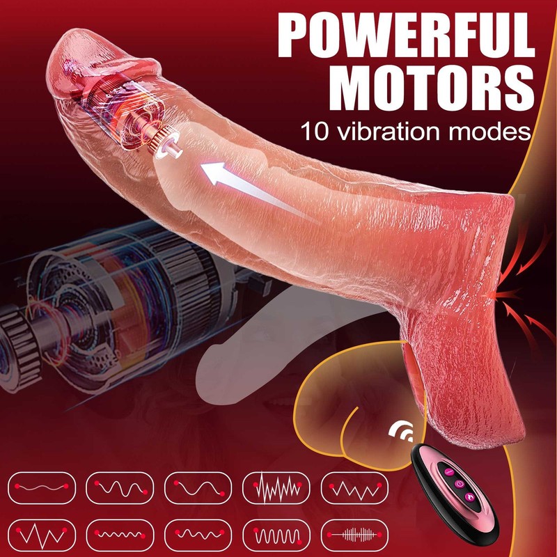 Male Vibrator Penis Sleeve Cock Sheath Realistic Extender Sex Toys for Men Adult gallery