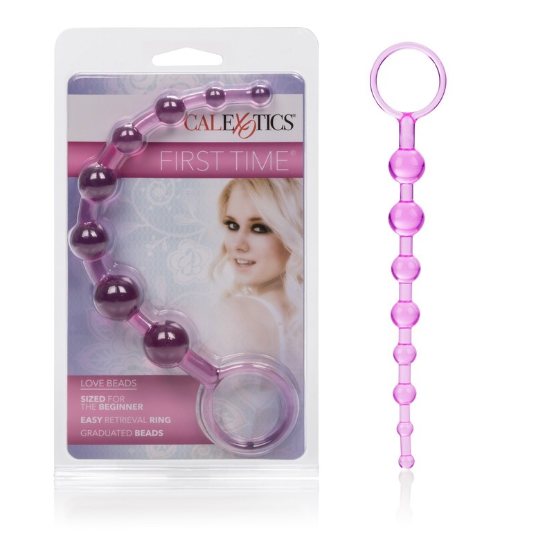 First Time Love Pink Beginner Anal Beads – Flexible Slim Sex Toy Butt Plug