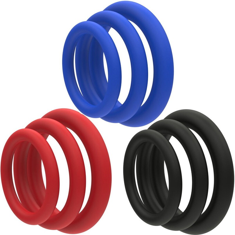 Premium 3pcs Cock Ring Penis Rings Enhancer Erectile Sex Toy Mens Enlarger Reuse gallery