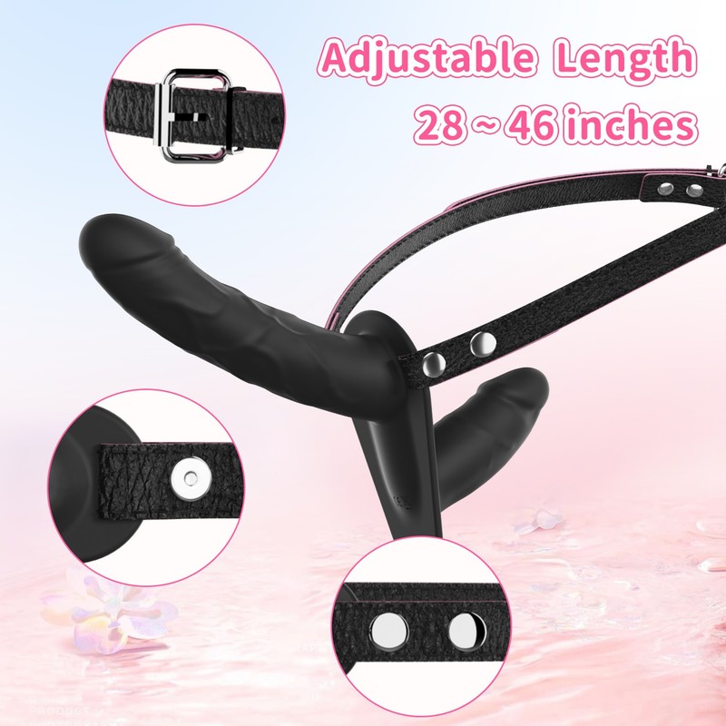 Remote Strap-On Harness Adjustable Belts Vibrator Lesbian Sex Toy Dual Dildo US gallery