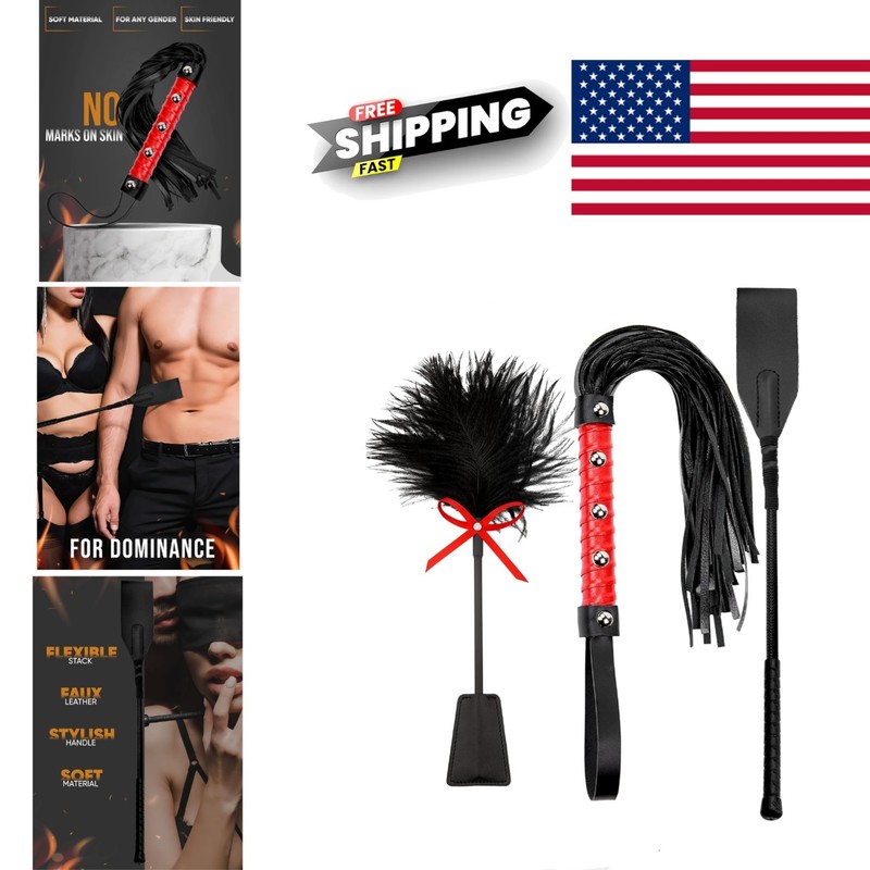 BDSM Starter Kit with Paddle Flogger and Feather Tickler for Sensory Play