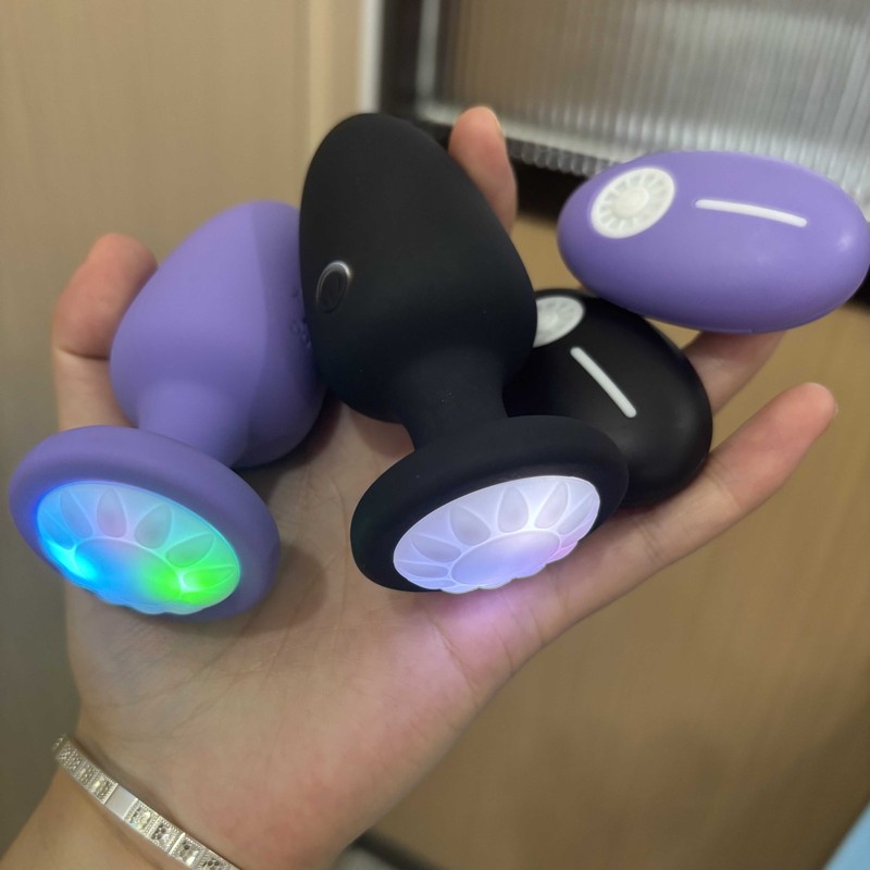 Vibrating Anal Butt Plug Vibrator LED Light Male Prostate Massager Masturbator gallery