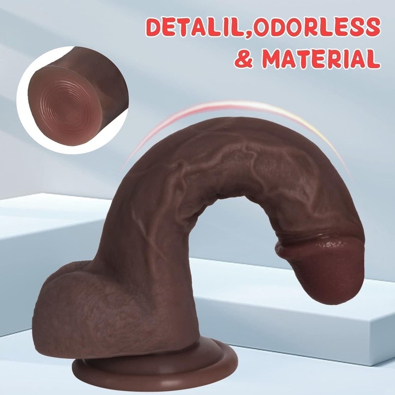 7.8" Realistic Dildo - Liquid Silicone with Strong Suction Cup & Veiny Texture gallery