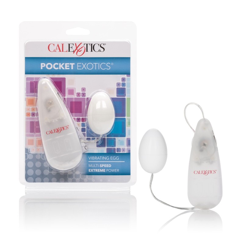 Cal Exotics Pocket Exotics Vibrating Egg White – Clitoral Vaginal Egg Vibrator