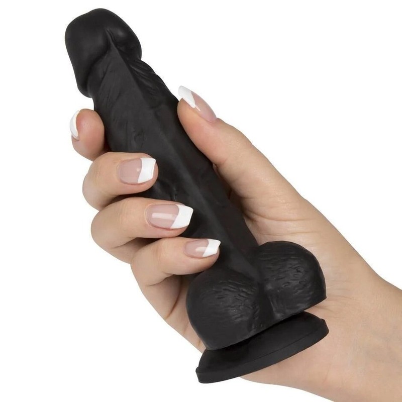 Silicone Black Colours Realistic G-spot Dildo Dong Handsfree Suction Cup