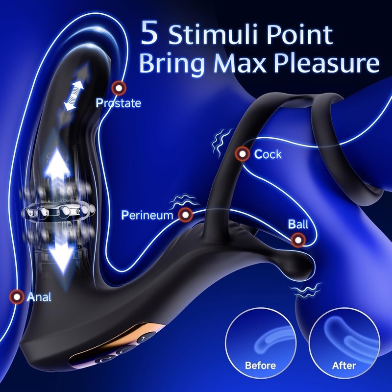 Male Prostate Massager Vibrator Thrusting Anal Butt Plug Dildo Sex Toys for Men gallery