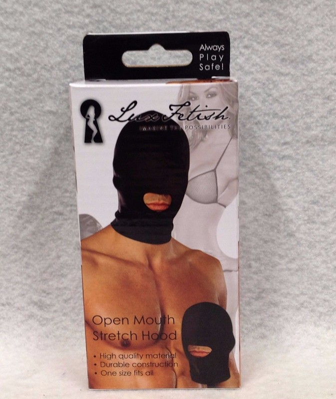 Lux Fetish Open Mouth Stretch Hood Shiny Black Pride Cosplay Sensory Block Light