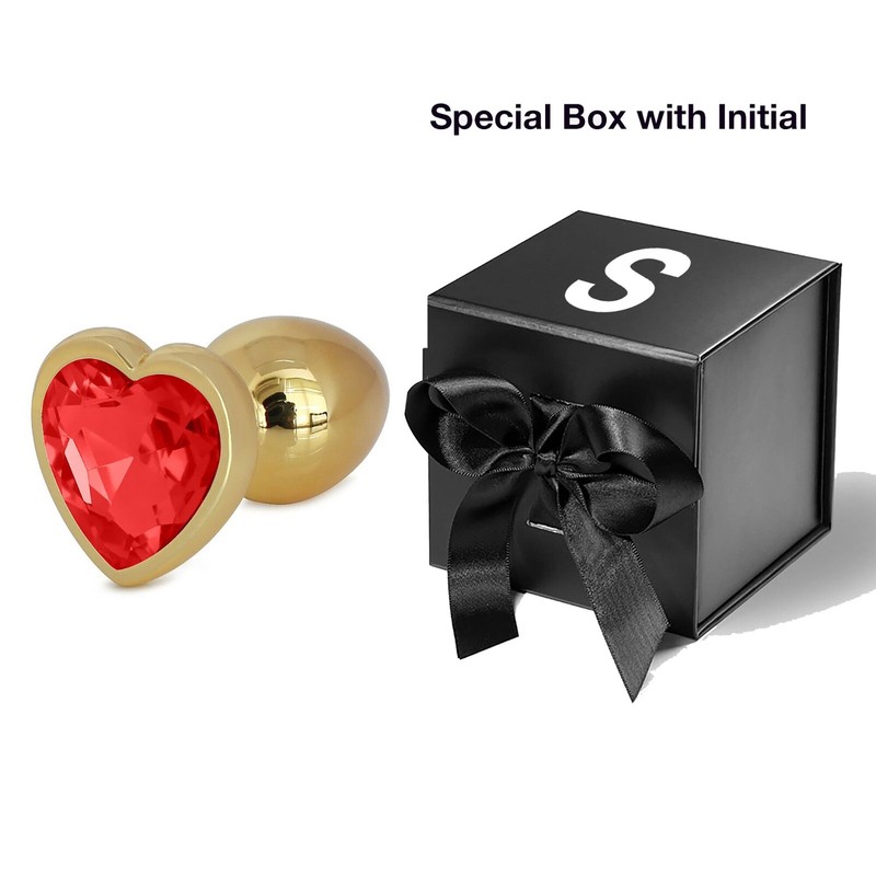 Personalized Jewel Gold Metal Heart Butt Plug S/M/L Sex Toy & Gift Box