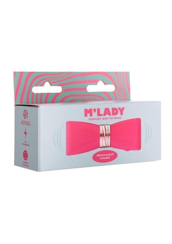 M`Lady Pinpoint Rechargeable Silicone Bow Tie Wand – Coral