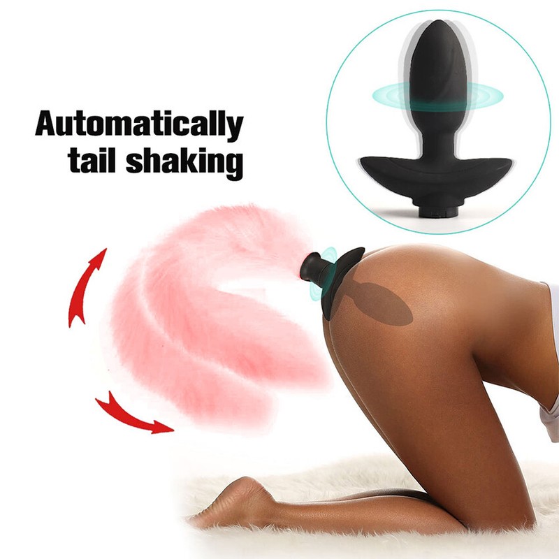 Wireless Vibrating Swing Fox Tail Plug Vibrator Cosplay Analplug Adult Game BDSM gallery