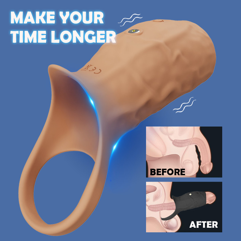 Vibrating Cock Male Penis Extension Sleeve Girth Ring Enhancer Enlarger Men Toy gallery