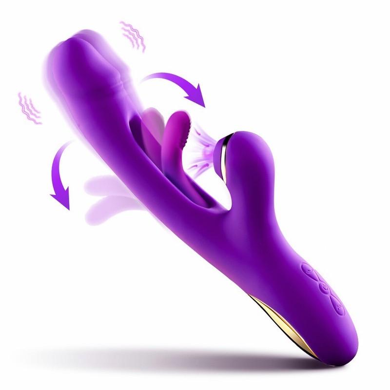 Rechargeable Clit Sucking Patting Rabbit Vibrator Dildo G-spot Sex Toy for Women