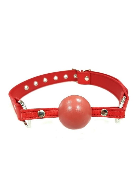 Fetish Play Ball Gag Vegan Leather - Red gallery