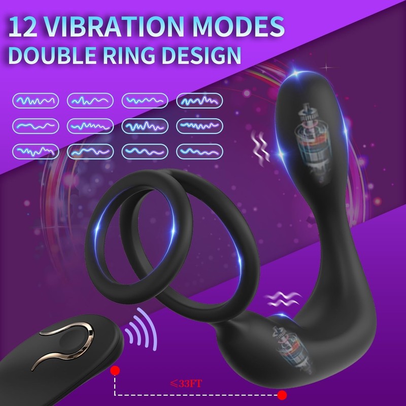 Prostate Massager Anal Vibrator,Anal Sex Toys with Cock Ring,Vibrating Anal Plug gallery
