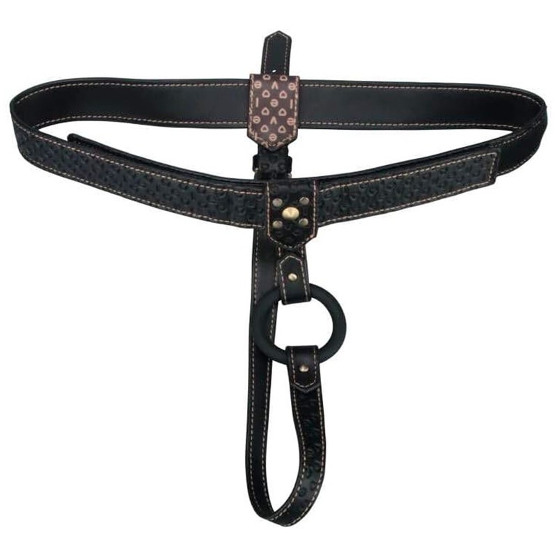 Unisex Bondage Reign PU Leather Strap-On Harness with Silicone O-Ring for Dildo