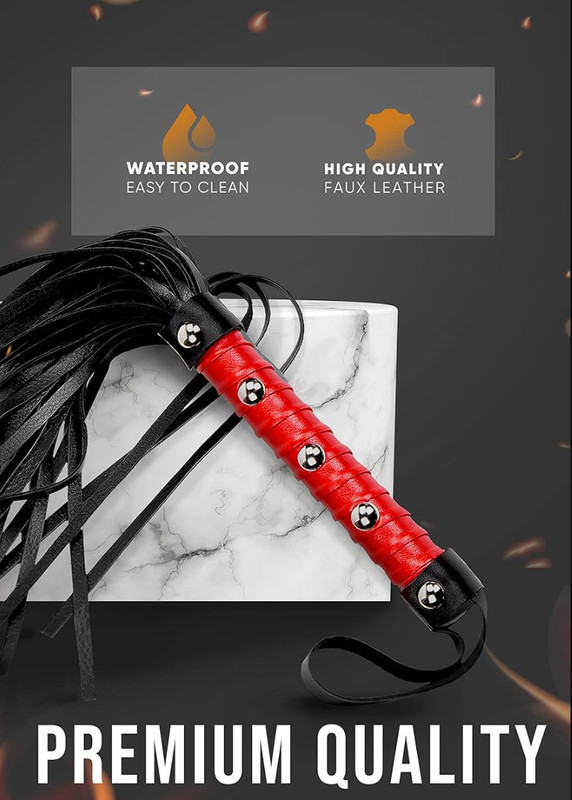 Leather Riding Crop Red Whip for Play Cosplay Whip 19-inch Equestrian Kit BDSM