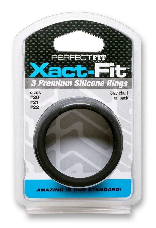 Perfect Fit Xact Fit Silicone Cock Rings #20 #21 #22 Black, New