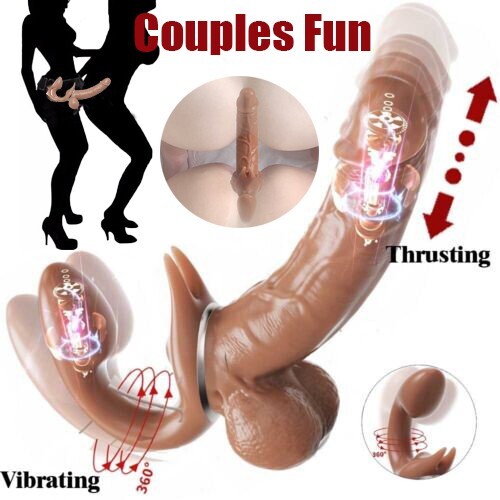 Double Vibrator Anal Strap On Harness Thursting Dildo Dong Sex Toys for Couples
