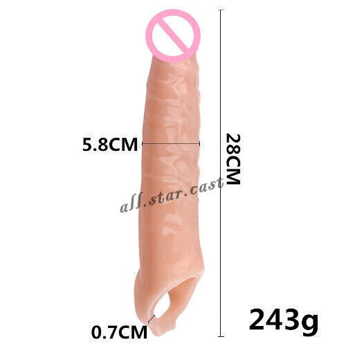 Penis Big Sleeve Reusable Silicone Condom Penile Stretcher Delay Enlarge gallery